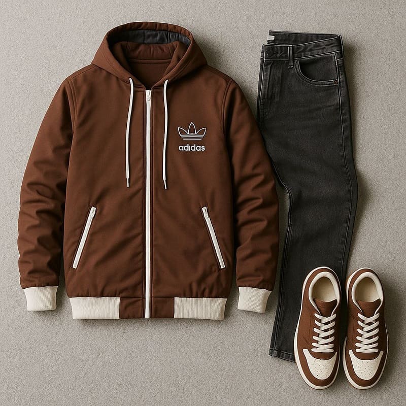 کاپشن بادی مردانه قهوه ای مدل P300